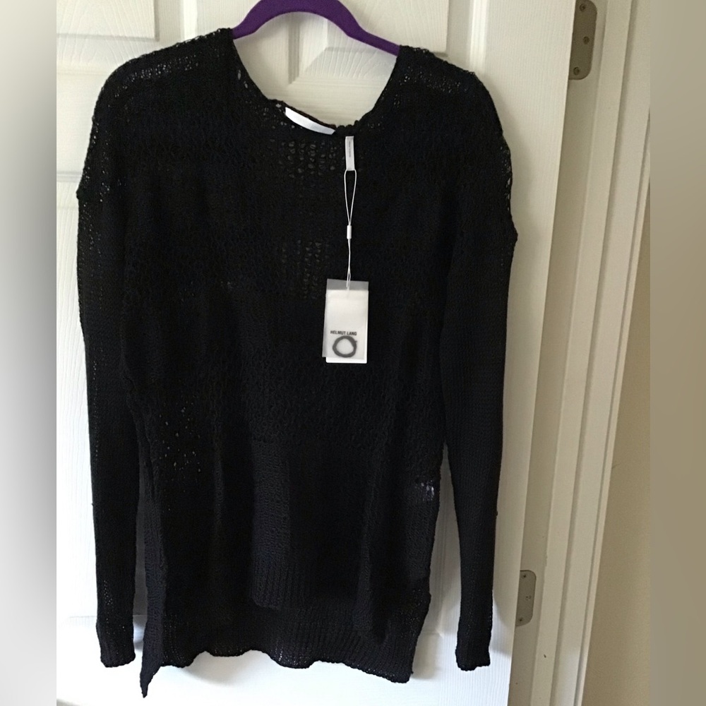 🔥🔥Helmut Lang open knit long sleeve high low hem shirt NWT